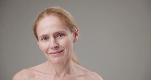 Woman Smiling, Close Up Beauty Portrait in Studio