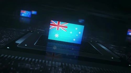 Australia flag on computer cpu