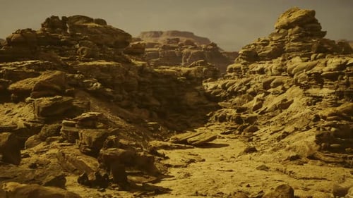 Dry Valley Layers Exposed Sediments with Fossils and Survey Markers Visible