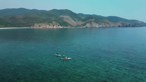 People Young Couples Doing for Water Sports During Summer Holidays The Concept of Active Tourism and