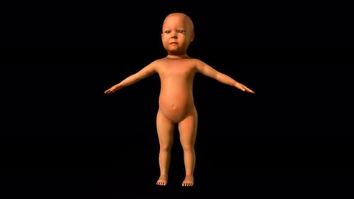 3D Animation of a Baby Model in T-Pose