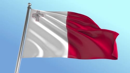Realistic Waving Malta Flag Animation Loop