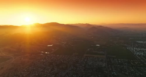 Scenery of picturesque Napa, California, USA in the rays of setting sun.