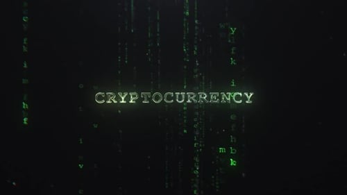 Cryptocurrency Words On The Matrix Background