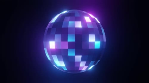 Purple And Blue Retro Disco Ball