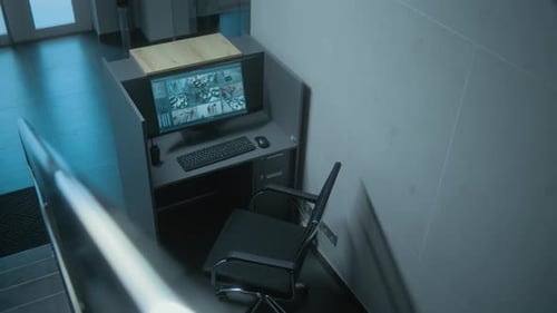 Computer Monitors Security Camera Footage