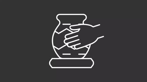 Pottery white line animation