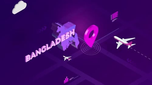 Bangladesh Infographic Isometric Map Background 4K