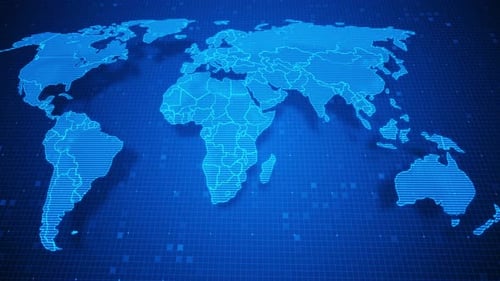 Futuristic Digital World Map Grid Background Animation