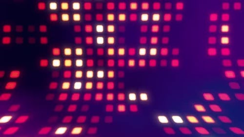 Abstract digital background with glowing neon lights, bright glowing lamps, random dots and grid.