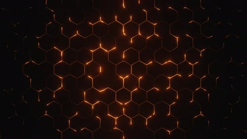 Futuristic Glowing Hexagonal Grid Pattern Loop