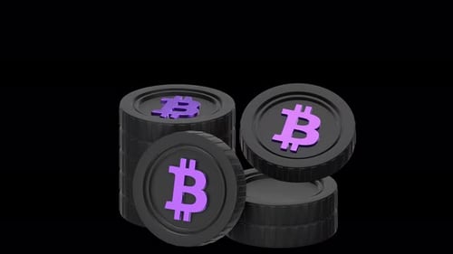 bitcoins 3d Animation, Alpha Channel, Transparent Background