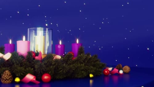 Festive Advent Wreath with Animated Candles and Sparkle Overlay