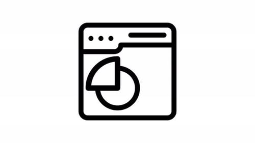 Animated Outline Browser Window Icon with Data Chart