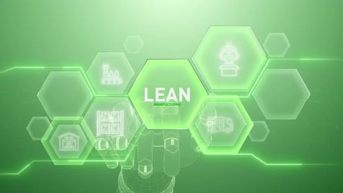 Lean Manufacturing Hand touching,Digital transformation,Science and artificial intelligence