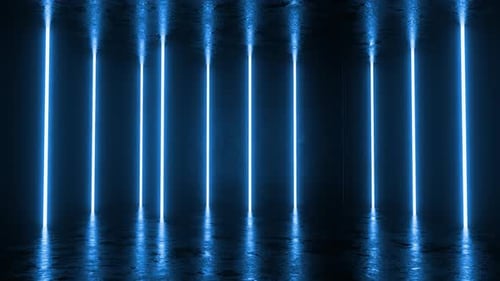 Abstract Blue Neon Light Bars Tunnel Loop