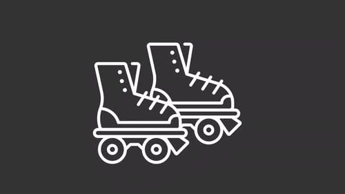 Animated Minimalist Outline Icon of Roller Skates