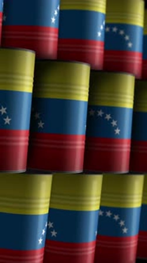 Venezuela oil crude petroleum fuel barrels in row endless
