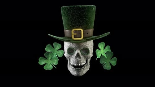 Loop Shamrock Skull Adorned with a Leprechaun Hat Perfect for Celebrating St Patricks Day with Alpha
