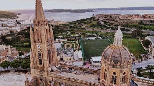 Aerial view of Malta historic architecture and landscape