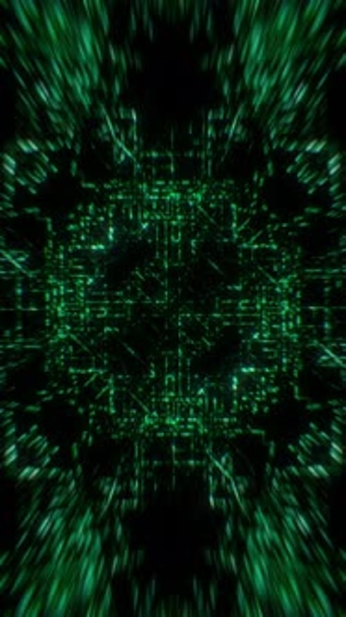 Green Futuristic Digital Tunnel Animated Background