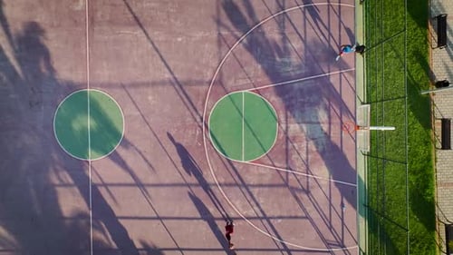 Aerial View Courtside Thrills Basketball Courts Alive with Action