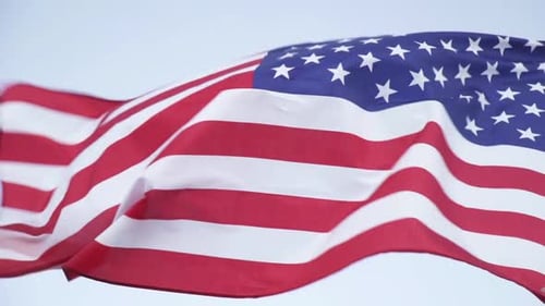 American Flag Waving in the Breeze Outdoors