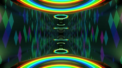 Multicolor Neon Tunnel With Drop In Down Background Vj Loop In 4K