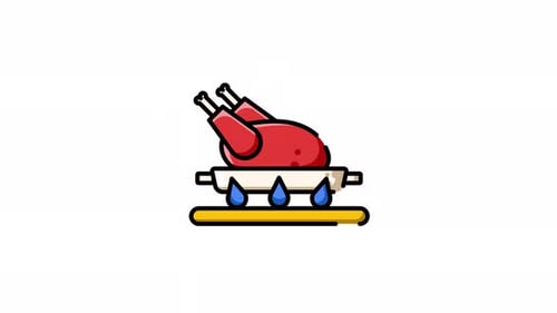 Animated Roasting Chicken Icon for Food Videos