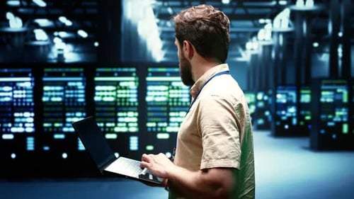 Engineer Checking Server Event Logs for Diagnostics