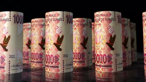 Guinea francs money banknotes rolls seamless loop