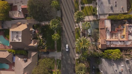 An Expansive Aerial View Showcasing a Luxurious Beverly Hills Neighborhood and Its Surroundings