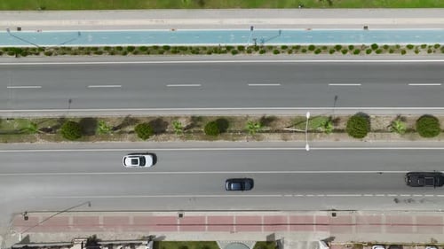 Drone View City Traffic From Above