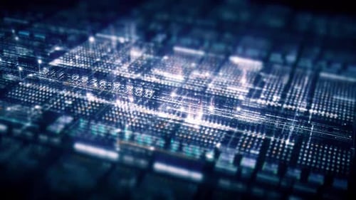 Futuristic abstract de-focus flowing data matrix, meta, metaverse, telemetry and encrypt numbers dis