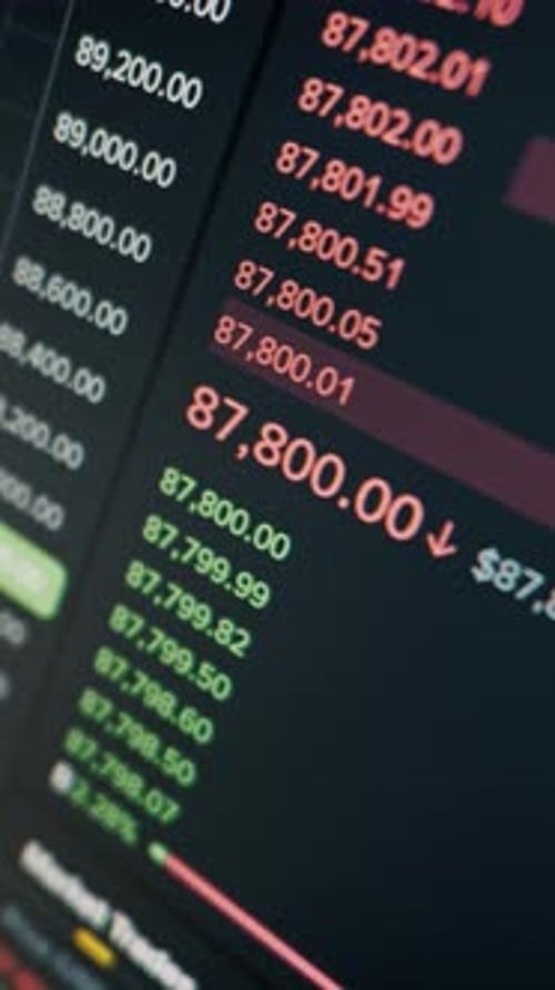 Financial Stock Market Data Display on Digital Screen