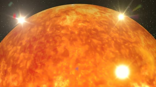 Planet Sun rotating animation, Volumetric clouds, Starry sky, Stars twinkle, galaxy, stars. 1597