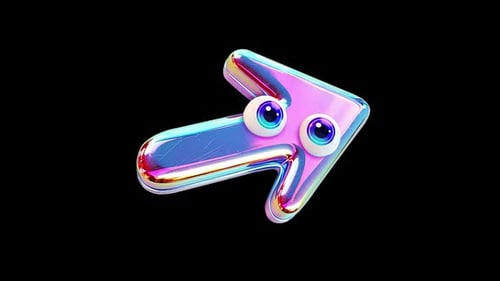 Arrow Icon With Cartoon Eyes Loop