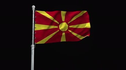 Realistic North Macedonia Flag Waving Animation