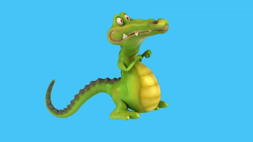 Lustiger 3D-Cartoon-Krokodiltanz (inklusive Alpha-Kanal)