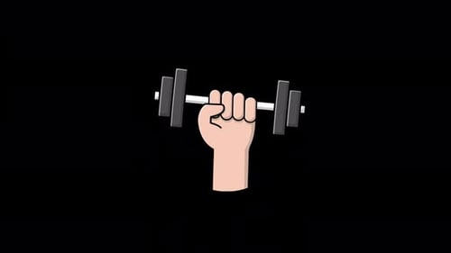 Animated Hand Holding Dumbbell. Gym Concept Video - Transparent