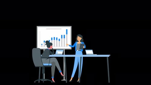 Office Worker Showing Business Presentation To His Boss 4K Alpha Channel