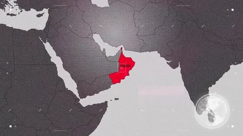 World Map Zoom to Oman Country Highlight