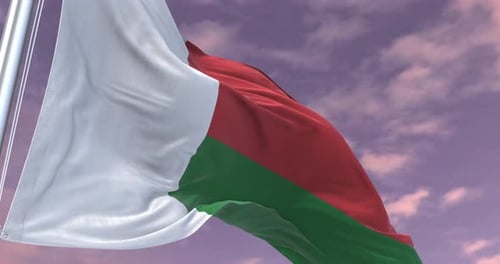 Madagascar Flag Waving Seamlessly Against a Sky Background
