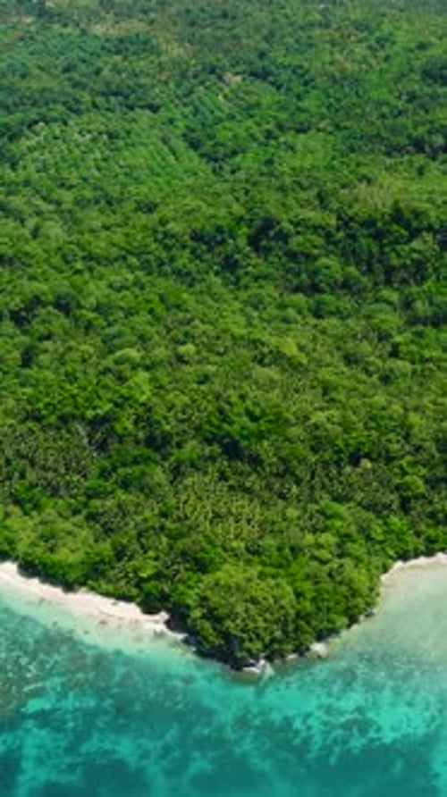 Beach and Ocean Waves on Coastline of Samal Island Davao Philippines