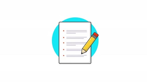 Animated Flat Design Checklist with Writing Pencil