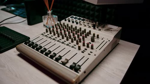 Remote control mixer to adjust the sound volume level Create music Recording studio equalizer
