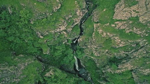 mountain waterfall aerial video