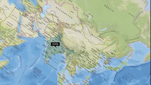 Animated World Map Zoom and India Country Highlight