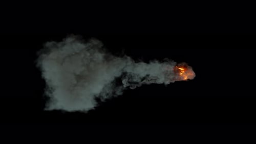 Car explodes while driving on transparent background