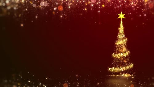 Sparkling Golden Christmas Tree Particle Animation Background